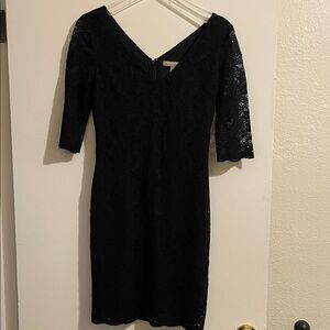 Banana Republic Elegant Black Lace Long Sleeve Dress